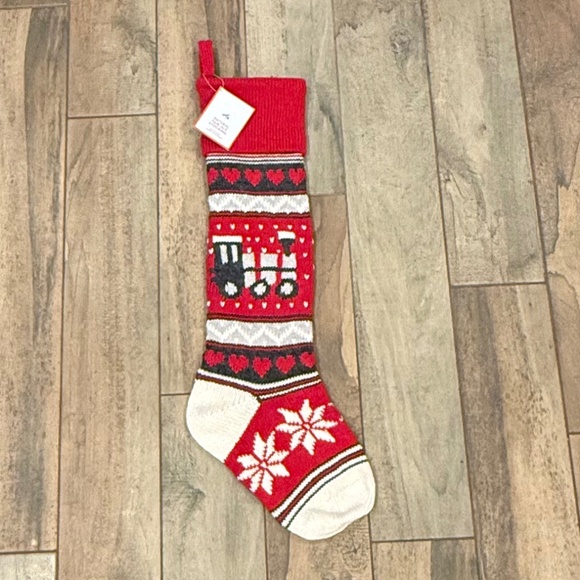 Natural Fair Isle Train Christmas Stocking - PBK - Picture 1 of 6